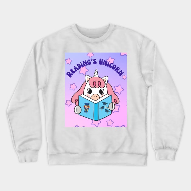 Reading unicorn , books , success Crewneck Sweatshirt by KIRBY-Z Studio